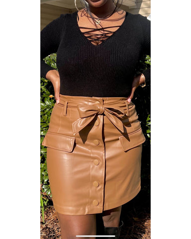 Brown button skirt