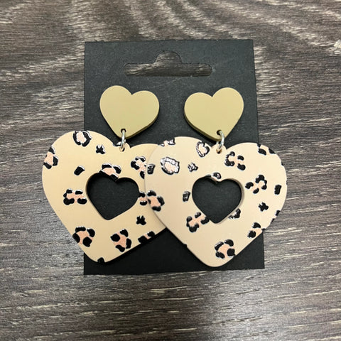 Leopard Heart Earrings