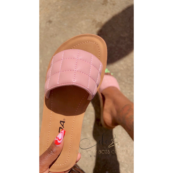 Baby Pink Kane Quilted Sandals