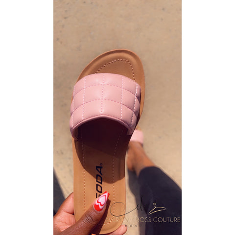 Baby Pink Kane Quilted Sandals
