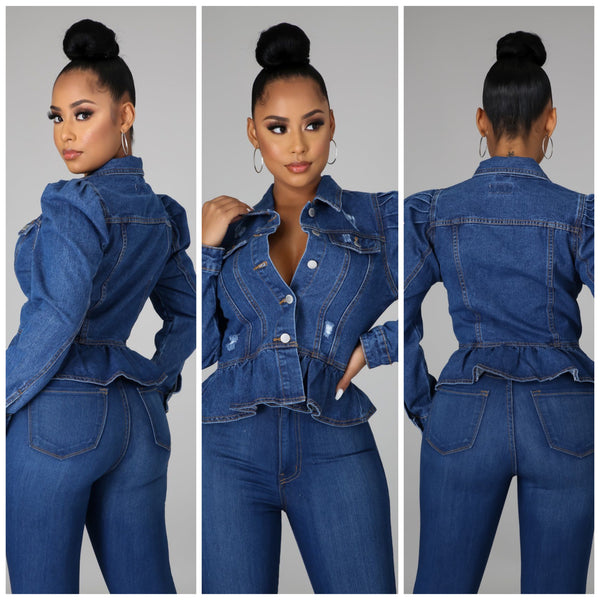 It Girl  Denim Puff Sleeve Jacket